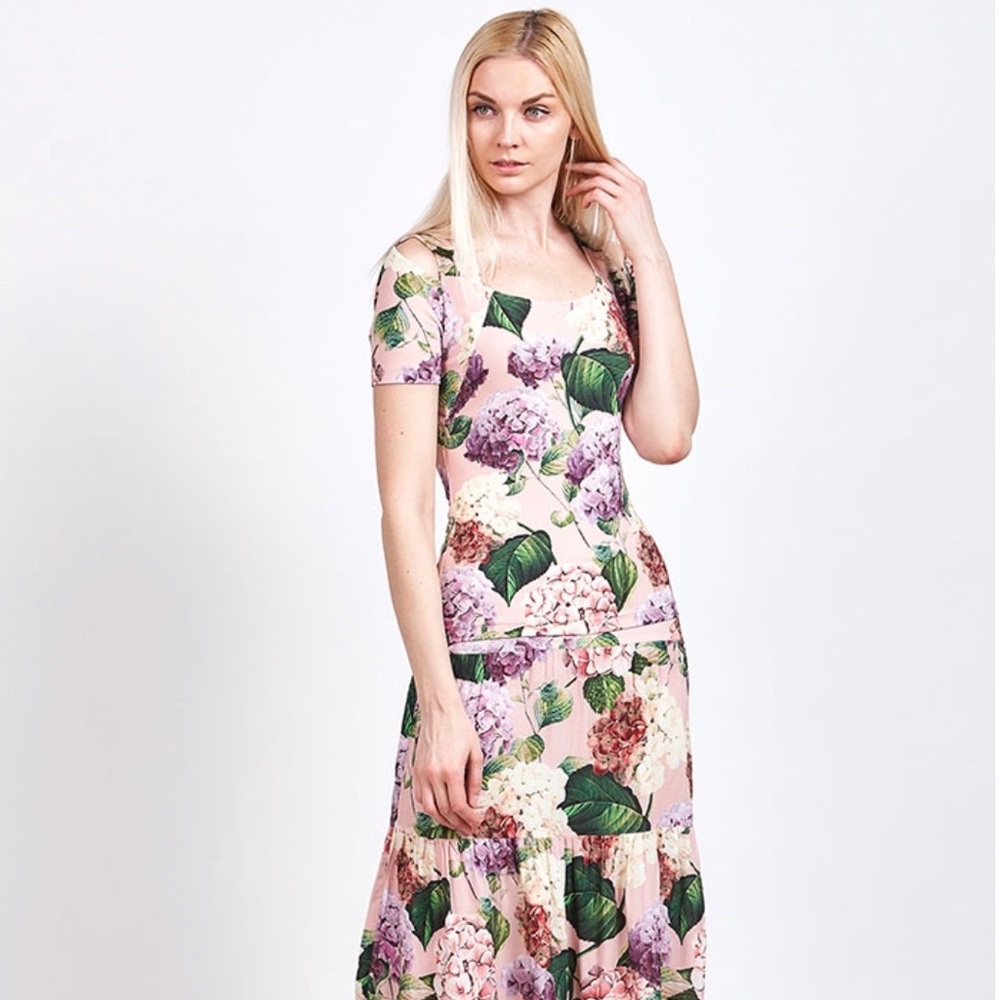 Floral print maxi skirt and top set